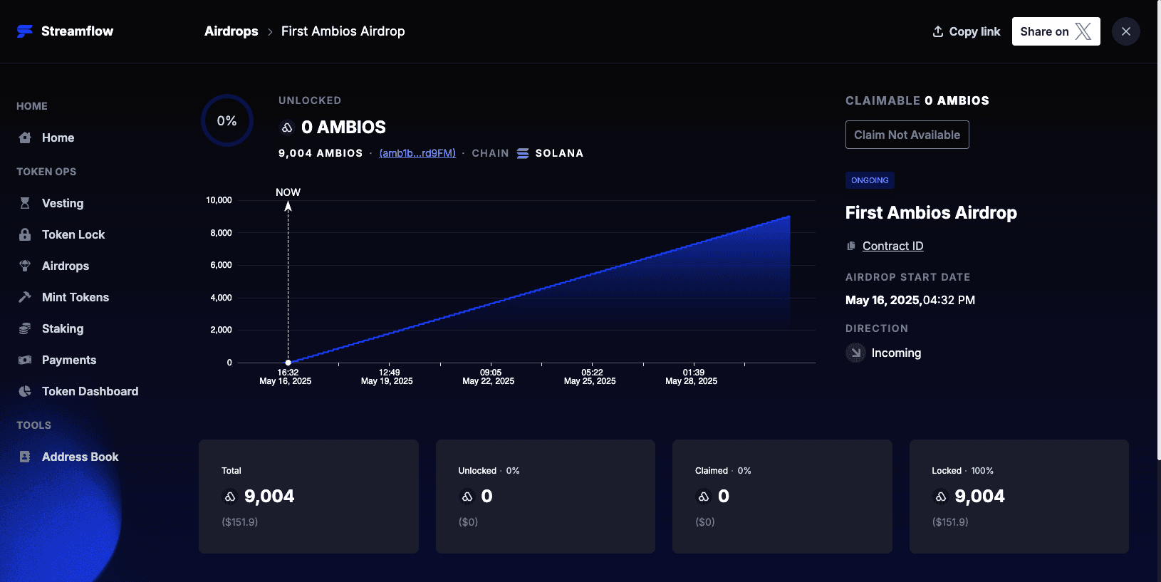 Airdrop dashboard